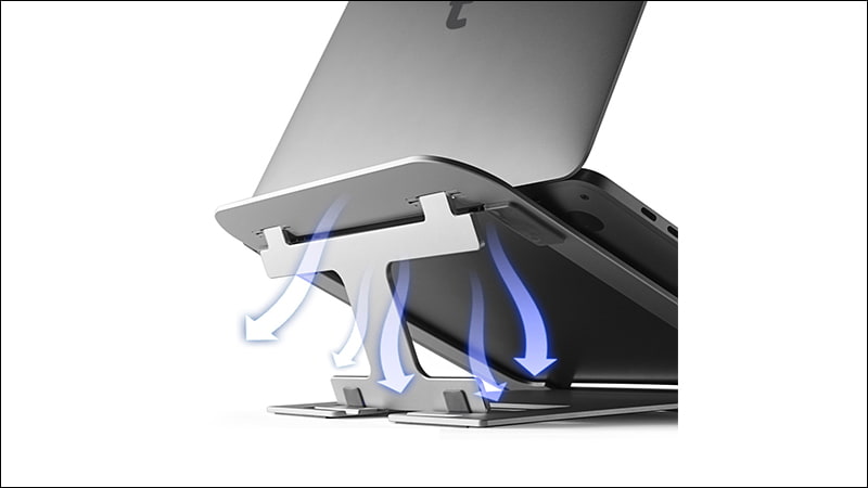 Dùng lót nâng laptop để lưu thông gió – giảm ngưng tụ ẩm dưới đáy máy