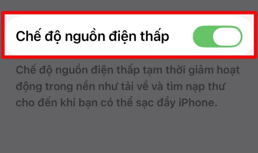 Bật chế độ nguồn điện thấp