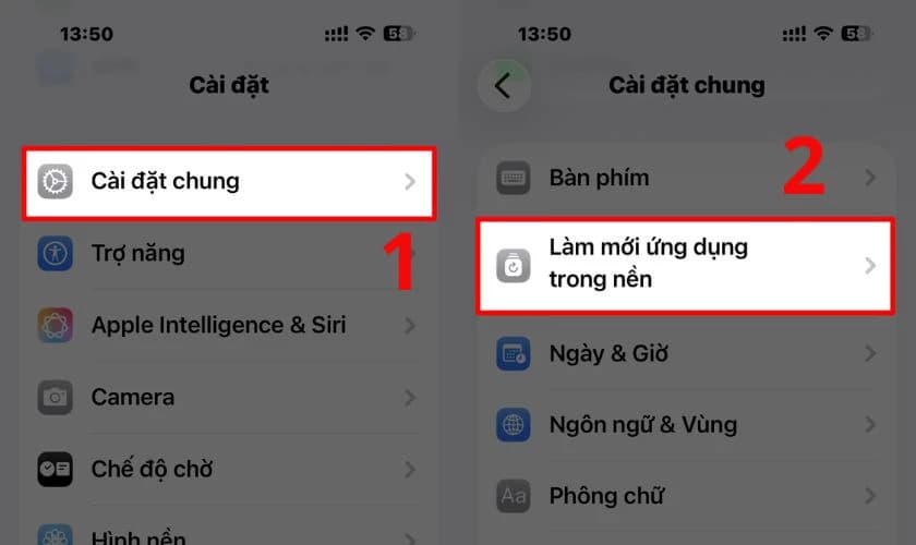 Tắt làm mới ứng dụng trong nền