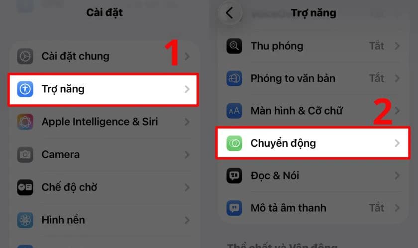 Giảm hiệu ứng chuyển động