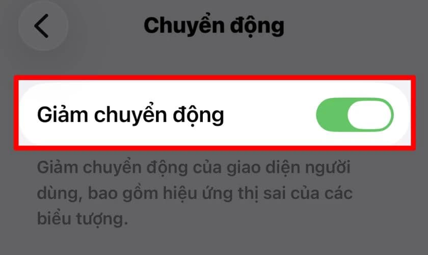 Giảm hiệu ứng chuyển động