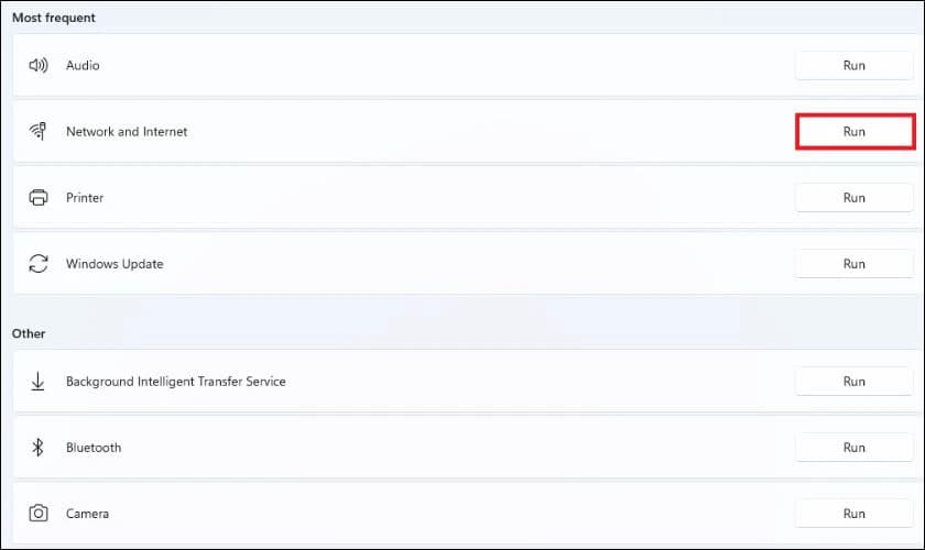 Sửa lỗi Turn WiFi Back On bằng Network Troubleshooter