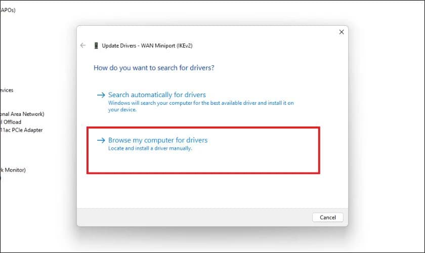 Cập nhật Driver WiFi để khắc phục lỗi Turn WiFi Back On