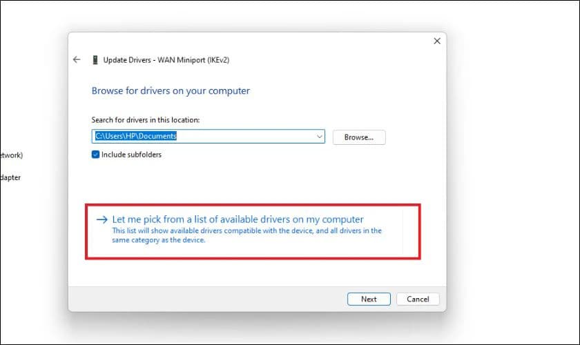 Cập nhật Driver WiFi để khắc phục lỗi Turn WiFi Back On