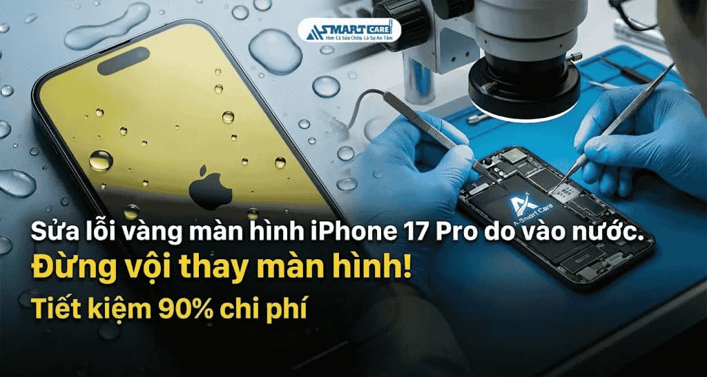 Sửa lỗi vàng màn hình iPhone 17 Pro do vào nước tiết kiệm