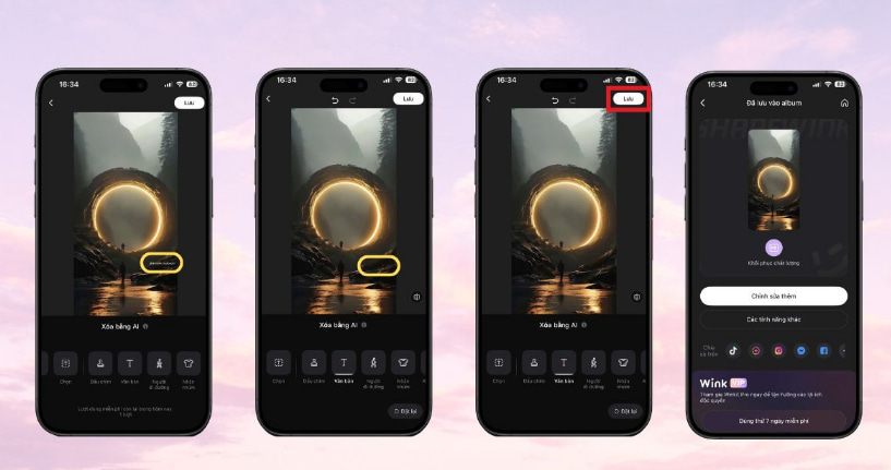 Hướng dẫn cách xóa logo ảnh bằng AI trên Wink siêu dễ